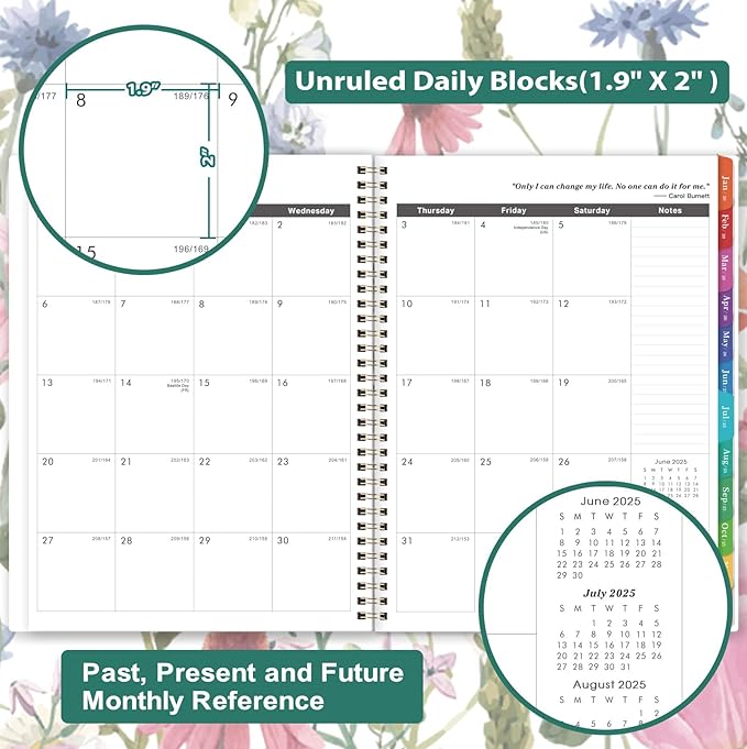 Planrage 2025-2028 Monthly Planner, JUL 2025 - JUN 2028, 9" x 11", 3-Year Academic Planner with Tabs + Back Pocket - Flowers