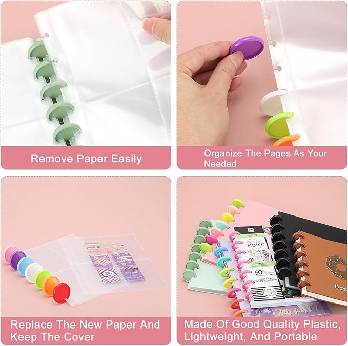 PATIKIL 28mm 1-7/64" Orange Plastic Round Shape Book Binding Discs, 22 Pcs Discbound Expansion Discs Plating Binder Rings for DIY Notebook Planner