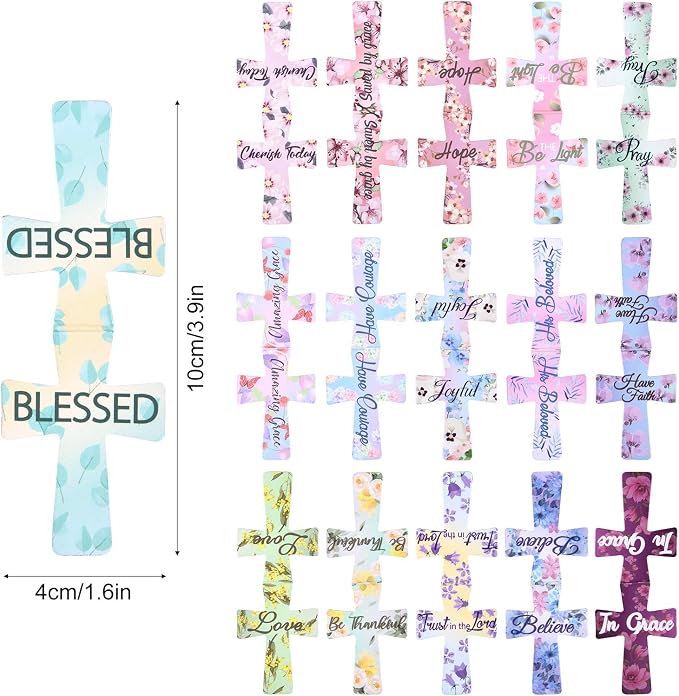 Outus 96 Pieces Magnetic Bookmarks Cross Christian Magnetic Page Markers Religious Bible Verses Bookmarks for Mother's Day Women Student School Reading Gifts Church Bible Study Group (Floral Style)
