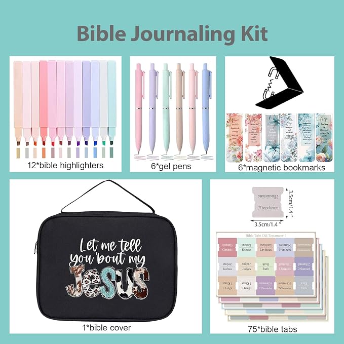Bible Covers for Women& Girls, Durable Bible Cover Case for Women with Handles, All-in-One Bible Journaling Kit, Perfect Bible Study Kit and Bibles Study Supplies