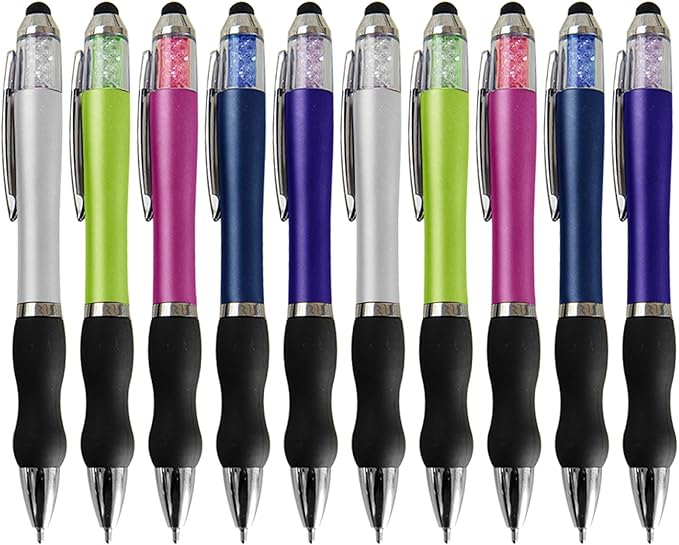 Ballpoint Writing Pens with Stylus Tips 1mm Medium Point Pen Black Ink Pen Stylus Pens for iPads (10 Packs)