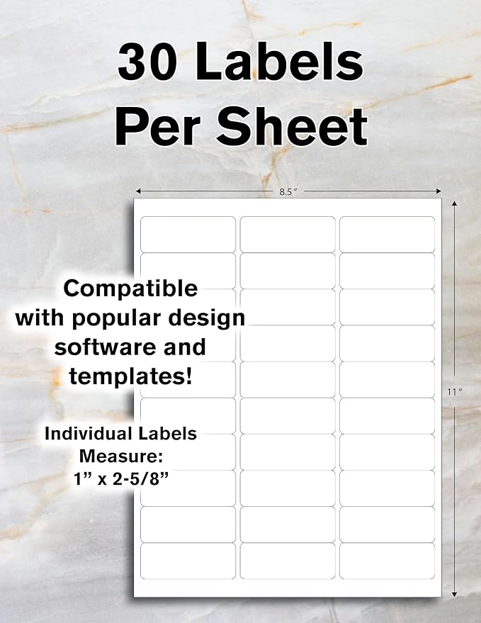 Blank Labels Fluorescent Green FBA & Mailing Labels – 2.625" x 1", 30 Labels Per Sheet, Bright Visibility for Warning or Inventory Use, Inkjet & Laser Printer Compatible
