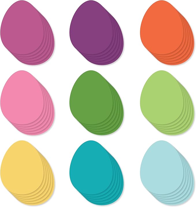 Easter Egg Cutouts 108pcs with Glue Dots | Paper Cut Out Shapes for Bulletin Board, Classroom Door Decor, Teacher Decorations, and Crafts