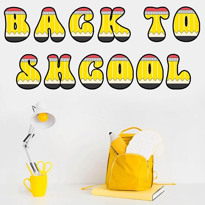150 PCS Large 6" Bulletin Board Letters Set, Pencil Themed Classroom Alphabet Cutout Letter for Bulletin Board Display Home School, A Great Helper to Inspire Students' Learning Interest