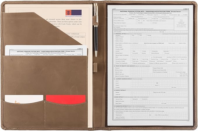 Succor Genuine Leather Portfolio Padfolio – Professional Business Folder & Leather Binder Organizer with Legal Pad Document Holder for Men & Women, Zipper-Free – 13x10 Inch, Hunter Brown