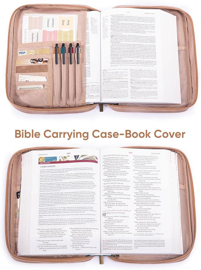 Large PU Leather Bible Cover - Debossed Case with Pocket - Gift Boxed for Men & Women