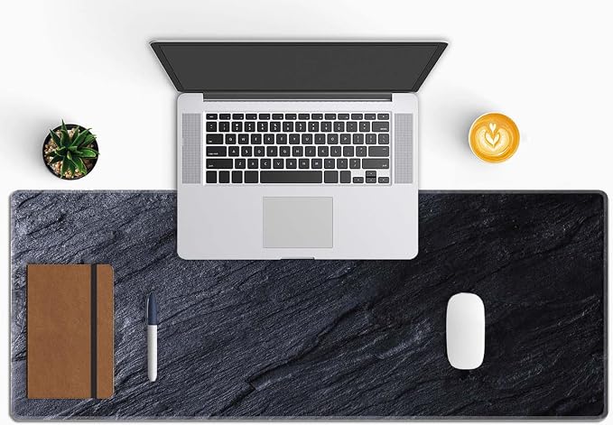 Black Grey Slate Large Gaming Mouse Pad,Mouse Pad Gaming 31.5 x 11.8 in Mouse Mat Desk Pad,Large Desk Mat,Extended Keyboard Mousepad with Non-Slip Base and Stitched Edge for Desk Home Office