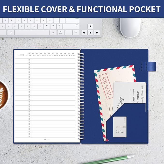 Regolden-Book To Do List Notebook, Daily Planner for Work, Project Tasks & Personal Organizer, Checklist Man/Women, Pocket, Pen Loop, 160 Pages (7"x10")