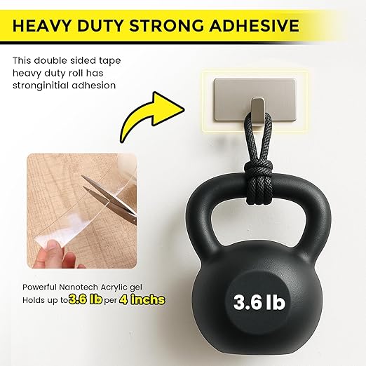 VUBOJO 2 Rolls Double Sided Tape Heavy Duty - 240" x 1.18" -Removable Nano Double Sided Adhesive Tape, Clear Mounting Tape Picture Hanging Adhesive Strips (20FT)