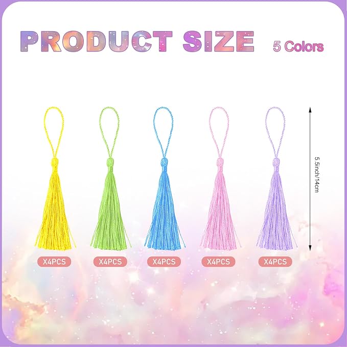 100 Pieces Reading List Bookmark with Tassels, 3 x 8 Inch 5 Colors Personal Libraries Cards 20 Pieces Tassels for Reading Lovers Kids Students Teachers(Pastel)