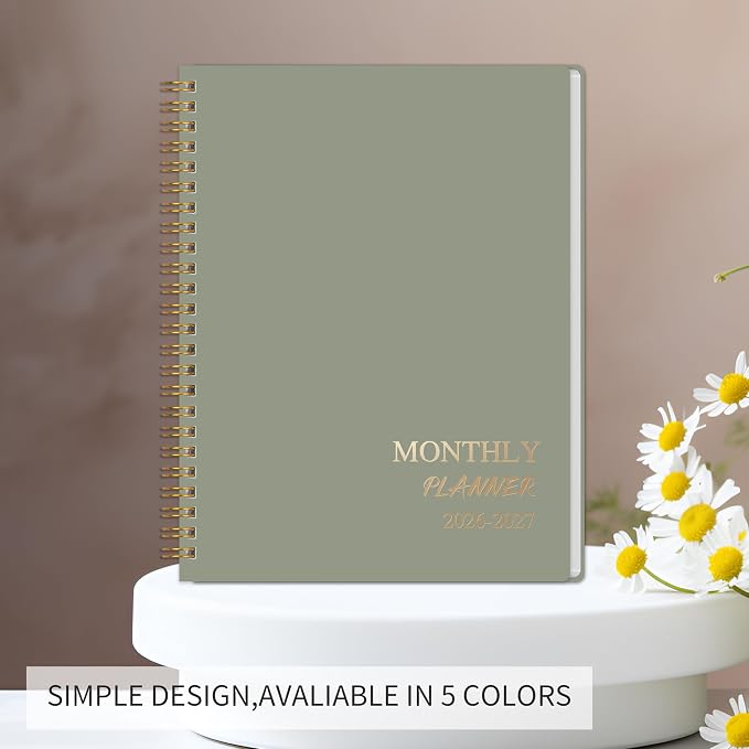 2026-2027 Monthly Planner - Jan. 2026 - Dec. 2027, 2 Year Calendar 2026-2027 Monthly Planner, 7.5" x 10", 24 Months Calendar with Note Pages, Twin-wire Binding, for Office, School Home Planning - Green