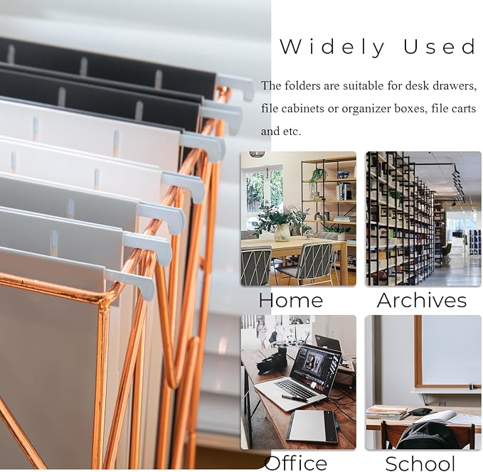 Y YOMA Hanging File Organizer, Letter Size Rose Gold Metal Desk File Crate Storage Basket for Home Office, 1 Pack