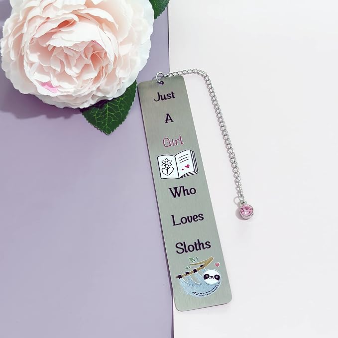 Sloths Bookmarks Cute Bestie Women Teens Distance Accompany Just a Girl who Loves Sloths Daughter Sister Niece Friend Accessory Personalised Birthday Wife Valentines Day Sloth Lover Christmas Gifts