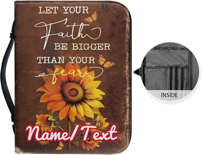 Bible Covers for Women Waterproof Bible Holder Case for Man Portable Bible Protector PU Leather Bible Organizer Bag Large Size - Customizable