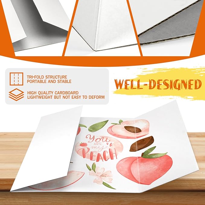 4 Pcs Trifold Poster Board, White Presentation Board Comes with Cardstock & Sticky Dots, Corrugated Display Board for School exhibitions, Business Presentations, 26 x 17 in