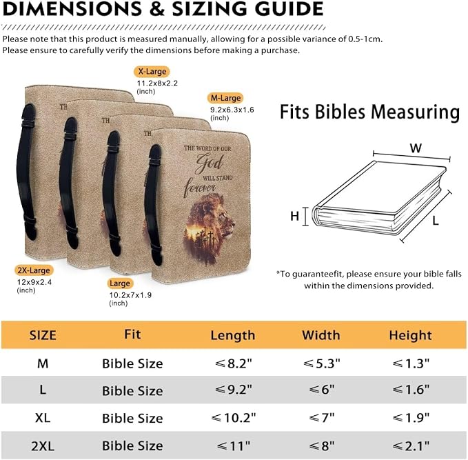 Bible Covers for Women Lion Cross Monogram Waterproof Bible Holder Case for Man Portable Bible Protector PU Leather Bible Organizer Bag Large Size