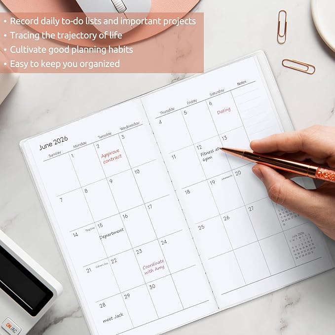 Pocket Calendar 2025-2027, Monthly Purse Planner - 6.7" x 3.7" - Covers from September 2025 to December 2027, Pocket Calendar with PVC Cover for Planning, Organizing and Office - Floral Design