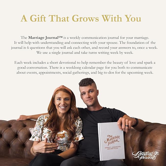 The Marriage Journal - Couples Journal with 52-Week Devotionals & Guided Prompts to Strengthen Communication, Emotional Intimacy & Faith - Gift for Engaged & Married Couples