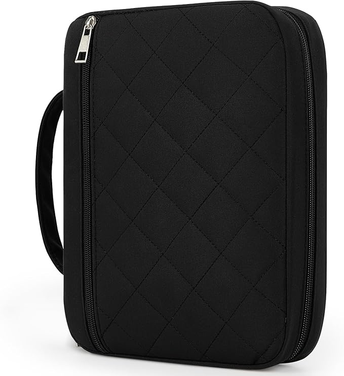 Bible Cover Case for Women, Quilted Bible Cover Bag with Handle for Girls, Bible Carrying Case Study Supplies Accessories for Women