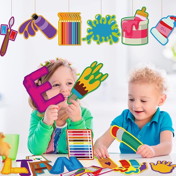 Art Paint Cutouts Art Theme Classroom Bulletin Board Decorations Artist Painting Themed Birthday Party Supplies for Toddler Kids Students Classroom