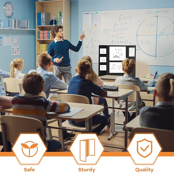 Henoyso 8 Pcs 14 x 22 Inch Black Trifold Poster Board Large Tri Fold Presentation White Display Board Foldable Paperboard for Science Fair School Business Project Exhibition