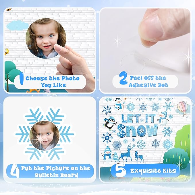 Pasimy Winter Bulletin Board Decorations January Bulletin Board Set Snowman Classroom Decor Penguin Snowflake Let it Snow Cutouts for Kindergarten Winter Wonderland Office Wall Door Holiday Supplies