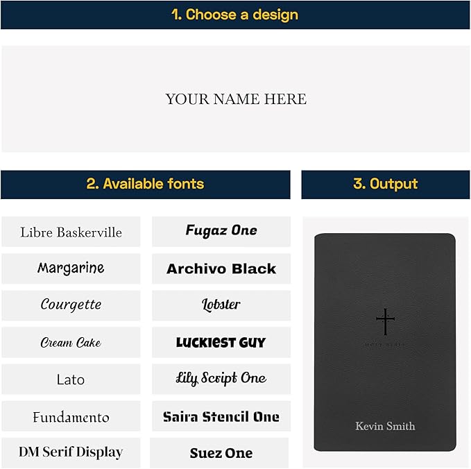 Personalized NLT Bible New Living Translation Thinline Faux Leather Holy Bible with Custom Name in Silver | Large Print | Custom Gift for Religious Celebrations | Black