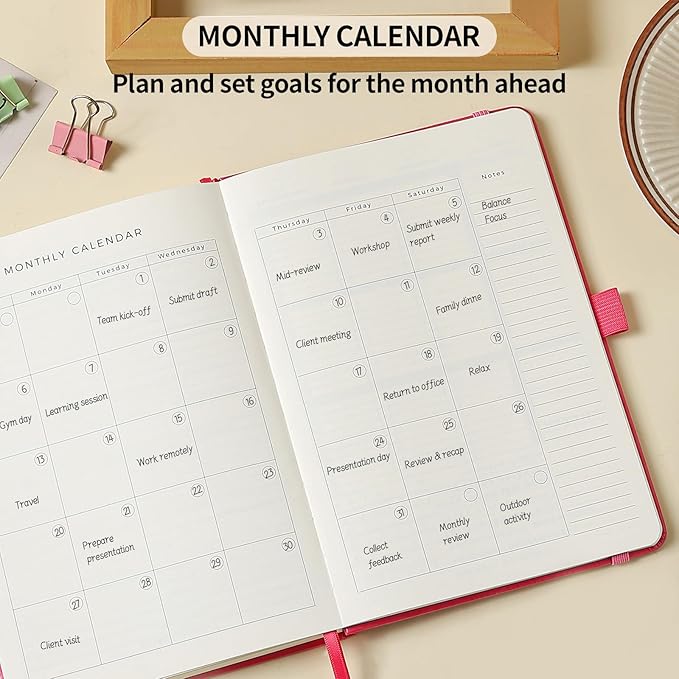 Planner 2025-2027, 36 Months Weekly and Monthly Planner with Budget & Goal Setting, 8.3" x 5.7", Flexible Cover, Daily Organizer with Inner Pocket, Bookmarks, Pen Holder for School Office Home, Pink