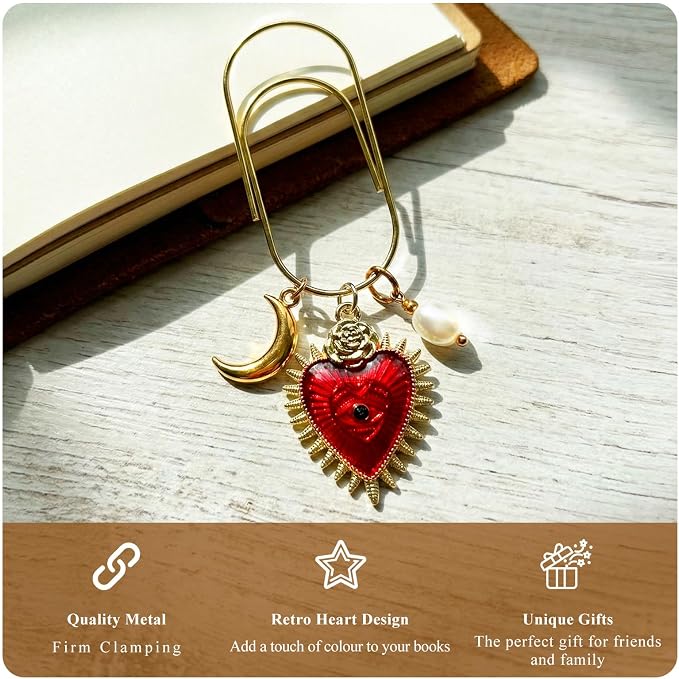Planner Paper Clip Bookmark – Cute Decorative Paperclip with Charm, Journal and Bookmark Clip for Planners, Notebooks, Books, and Reading Accessories