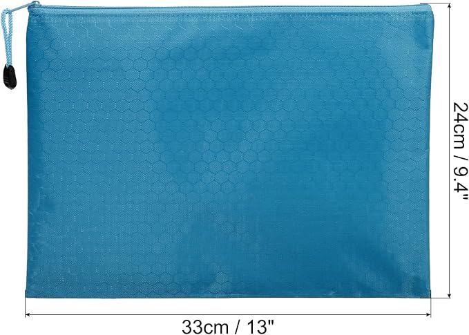PATIKIL Waterproof Zipper File Bags, 5 Pack A4 Size Document Pocket Storage Organizer Pouch for Travel Office Supply, Sky Blue