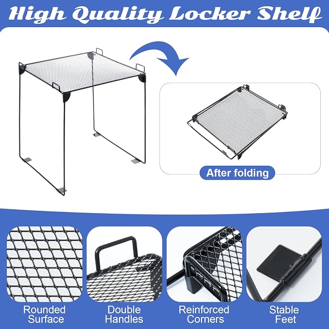 12 Pcs Locker Organizer and Decorating Kit, First Day of School Essentials for Girl Marble Print Whiteboard with Markers Locker Shelf Plush Area Rug String Light Mirror Magnetic Cup and Magnet (Black)
