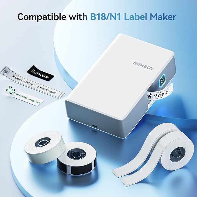 NIIMBOT Thermal Transfer Labels 0.52''x1.38'', for B18/N1 Label Maker, Long Storage Time, for Office Home Small Businesses Switch Labeling, Luminous Sticker(13mmx35mm)