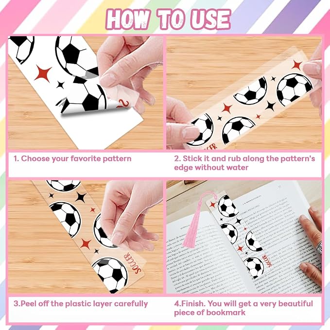 Peacoblue 30pcs UV DTF Bookmarks Transfer Stickers Wraps Sport Ball Series for Women Men Reading, Waterproof Bookmarkers Decal(No Blank Bookmarks) for Acrylic Plastic Metal Blank Bookmark