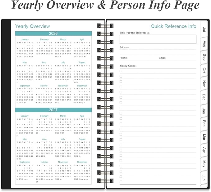 2026-2027 Pocket Planner/Calendar - 2026-2027 Weekly & Monthly Planner from July 2026 to June 2027, 12 Months Tabs, 3.75" x 6.75", Green