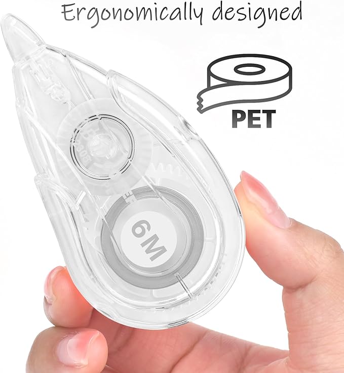 Vobou White Correction Tape Dispenser, Easy To Use Applicator for Instant Corrections, For school, Office (12pack, 6M/256, Tape Width 0.2in)