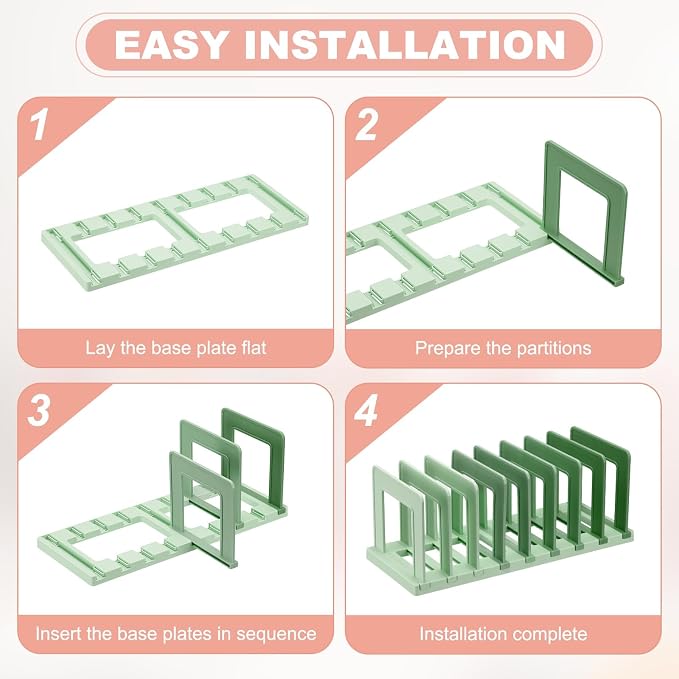 PATIKIL Desk File Sorter, 8 Section Plastic Desktop File Folder Vertical Dividers Mail Letter Organizer Magazine Holder Rack Stand for Home Office Classroom Library Bookshelf, Green