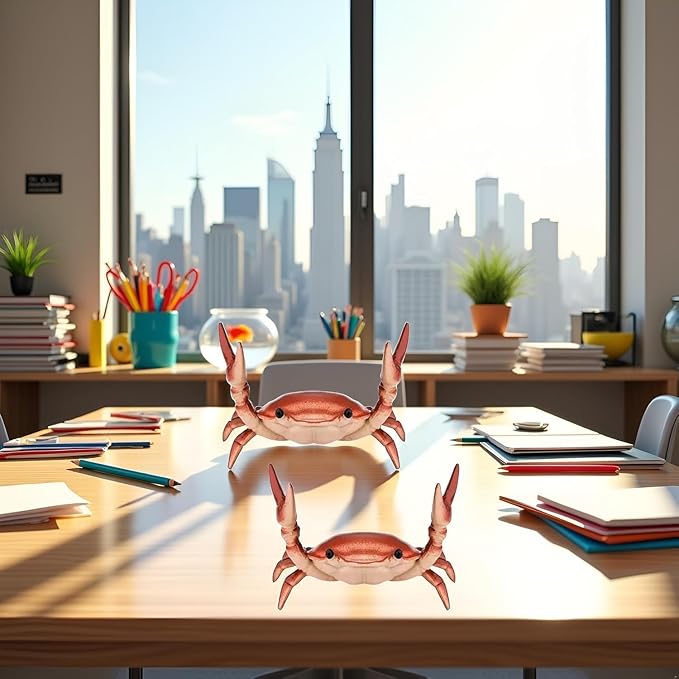 2Pcs Creative Crab Pen Holder Weightlifting Crabs Pen Stand Storage Rack, Office Desktop Decoration,Pencil Holders Desk Supplies Holders and Dispensers, Desk Accessories and Workspace Organizers (Red)