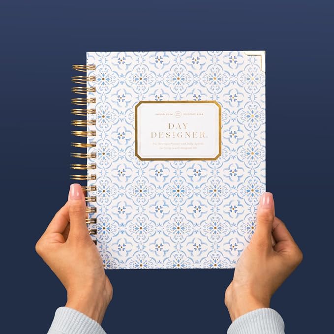 Day Designer 2026-2027 Daily Academic Year Planner Calendar, July 2026 - June 2027, 7.4" x 9.5", Glossy Laminated Cover, Wirebound, Laminated Tabs, Storage Pocket, Includes Stickers & Snap-In Ruler, Casa Bella
