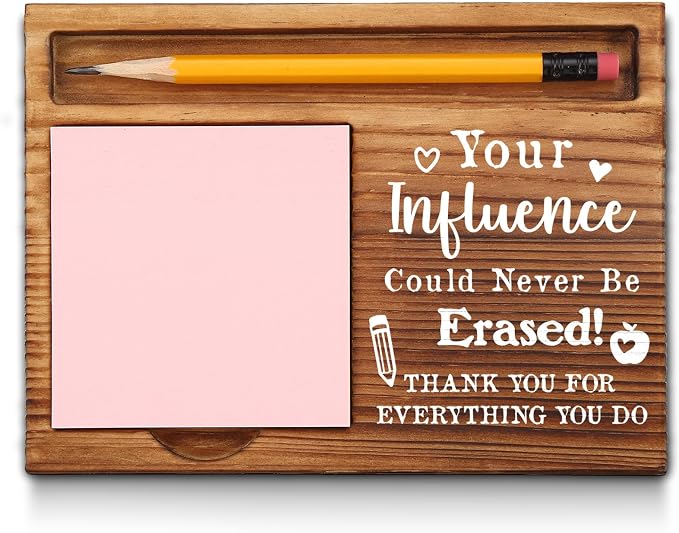 Inspirational Teacher Quotes Sticky Note Holder, Thank You Teacher Appreciation Gifts from Student Self-Stick Note Pad Holders GSH25