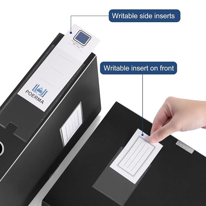 Storage File Boxes A4, 5 Pack Foldable Plastic Archives Cases with Lid, 30.8 x 23.5 x 7.5cm, Document File Folder Organizer Storage Filing Box for Office School, Black