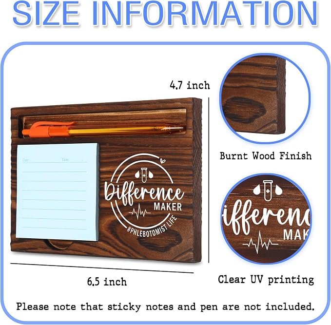 Phlebotomist Life Difference Maker Appreciation Gift for Lab Technicians Healthcare Workers, Stylish and Durable Desk Organizer, Work Desk Retro Note Pad Holder SDZ314