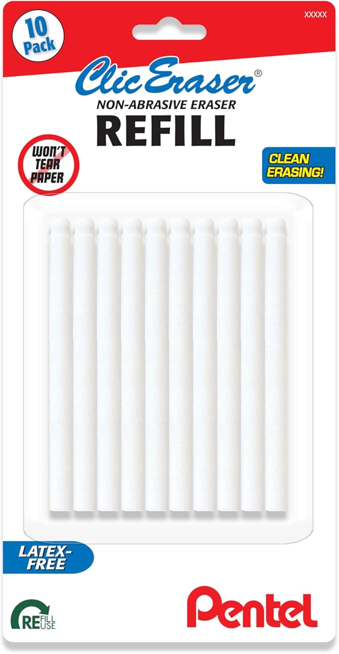Pentel Refill for Clic Eraser, Pack of 10