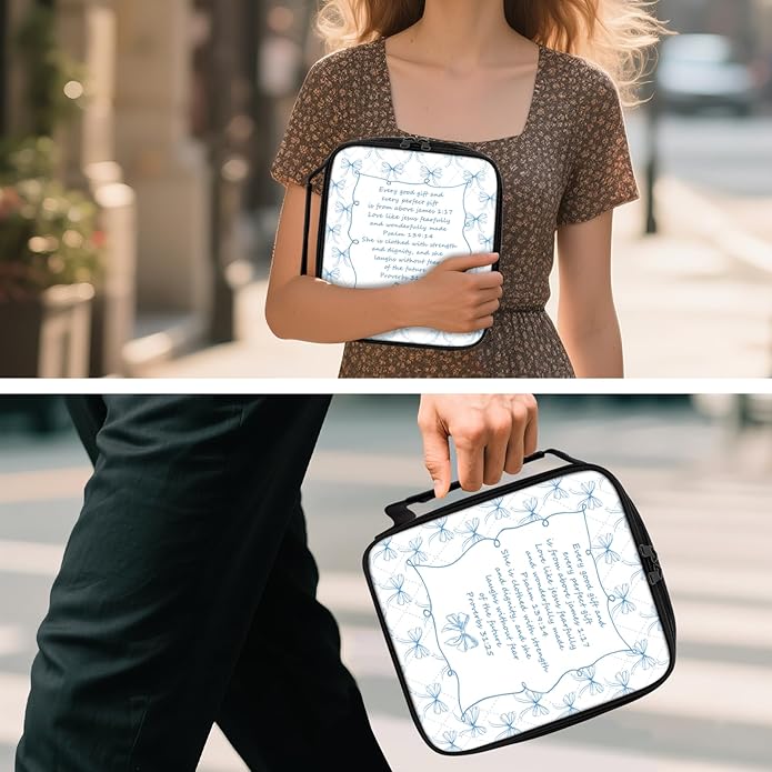 Bible Cover for Women, Bible Holder, Bible Cover With Handles, Bible Carrying Case, Bible Bags With Zipper and Pockets