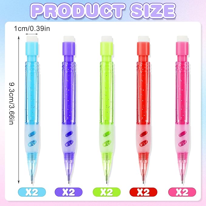 Mabor 10 PCS Mini Mechanical Pencils 0.7mm Automatic With Eraser for High School Students - Office Supplies for Writing & Drawing