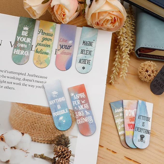 Magnetic Bookmarks, 15PCS Cute Magnets - Graduation Inspirational Bookmark Clips for Women, Men, Kids & Teachers (Style-1)