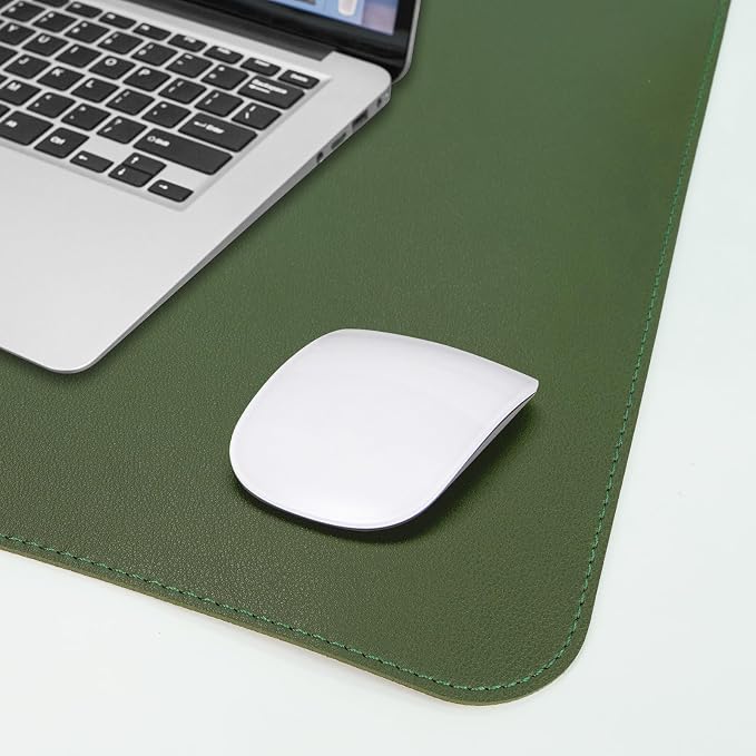 AFIING Leather Desk Pad Protector, Large Desk Mat with Natural Cork & PU Leather, Mouse Pad, Non-Slip, Waterproof Desk Writing Pad for Office and Home, Military Green