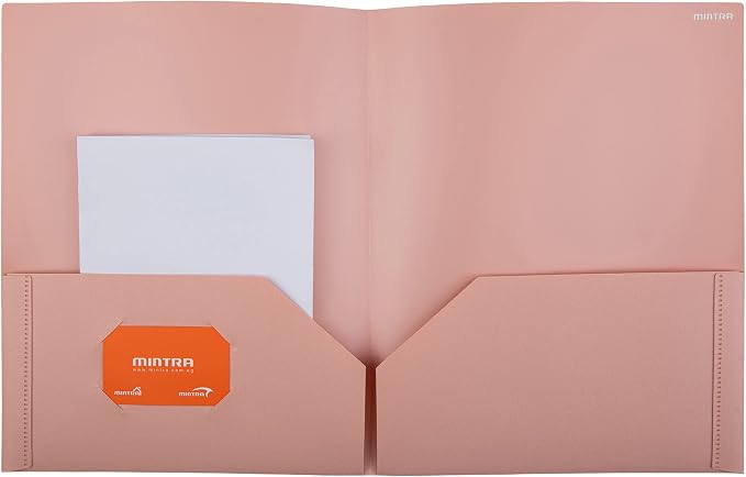 Mintra Poly Pocket Folders 3pk - Heavy Duty (Salmon/Sage Green/Lavender)
