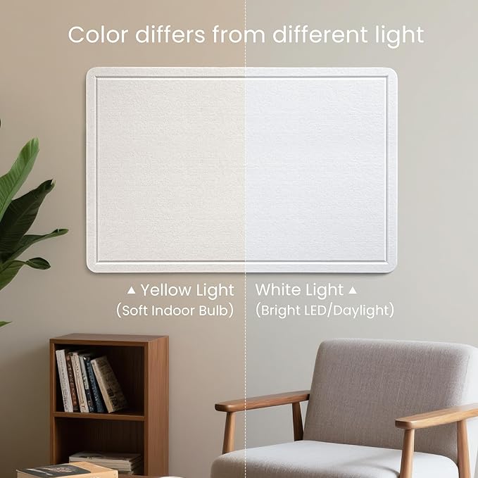 Lightomorrow Bulletin Board, 36 x 24 inches Felt Board - Decorative Pin Board, Cork Board Alternative for Wall, 3' x 2' Foldable Self-Adhesive Vision Board Prayer Board with 20 Pushpins - White