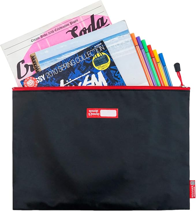 Rough Enough Important Document Storage Plastic File Folder Organizer Bag with Zipper 16 x 11 Inches Black Tarpaulin Water Repellent for Travel Office | 16 x 11 Inches, Organizer Holds 400+ A4/Legal Pages, YKK Zipper, Tarpaulin Water Repellent, Wipe Cl...