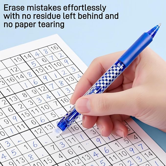 M&G Erasable Pens, 6Pcs Medium Point 0.7mm Blue Ink Eraserable Gel Pens for School, Journaling, & Office Writing Crossword Puzzles